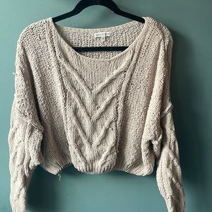 Tan Cropped Sweater Size: S